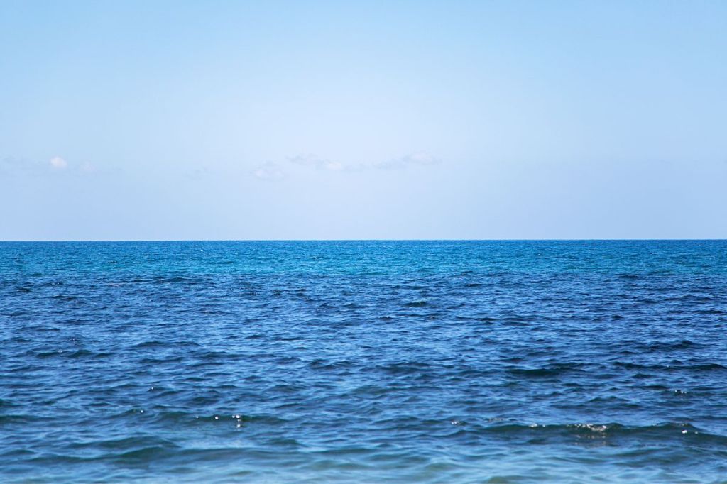 blue ocean blue sky horizon